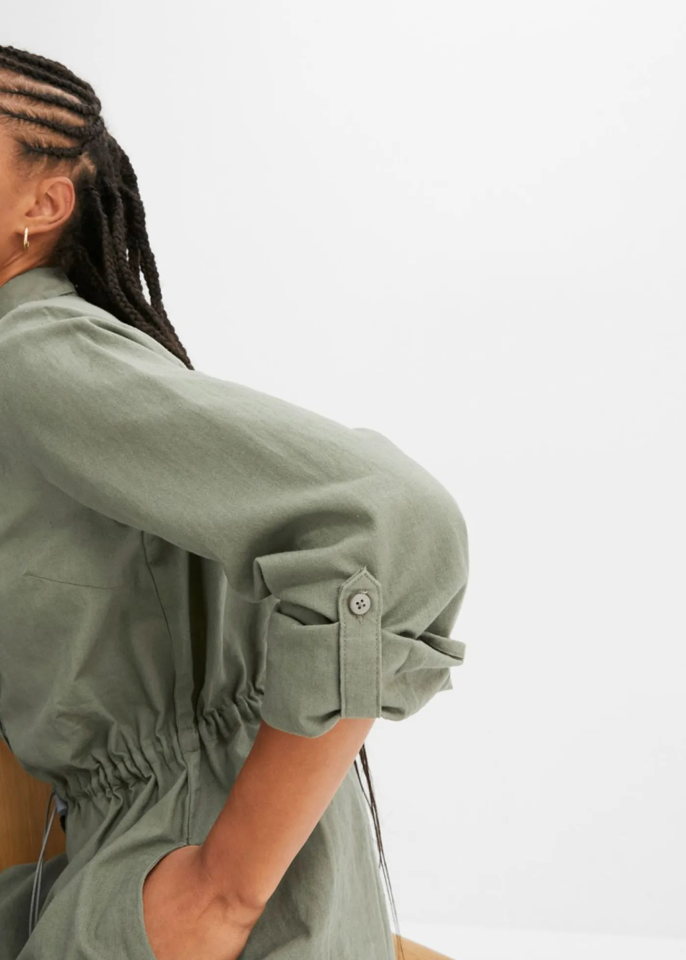 Online Vestido camisero de mezcla de lino y algodón Mujer Vestidos|Novedades