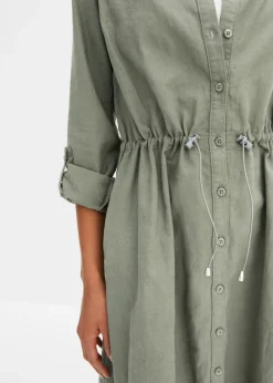 Online Vestido camisero de mezcla de lino y algodón Mujer Vestidos|Novedades
