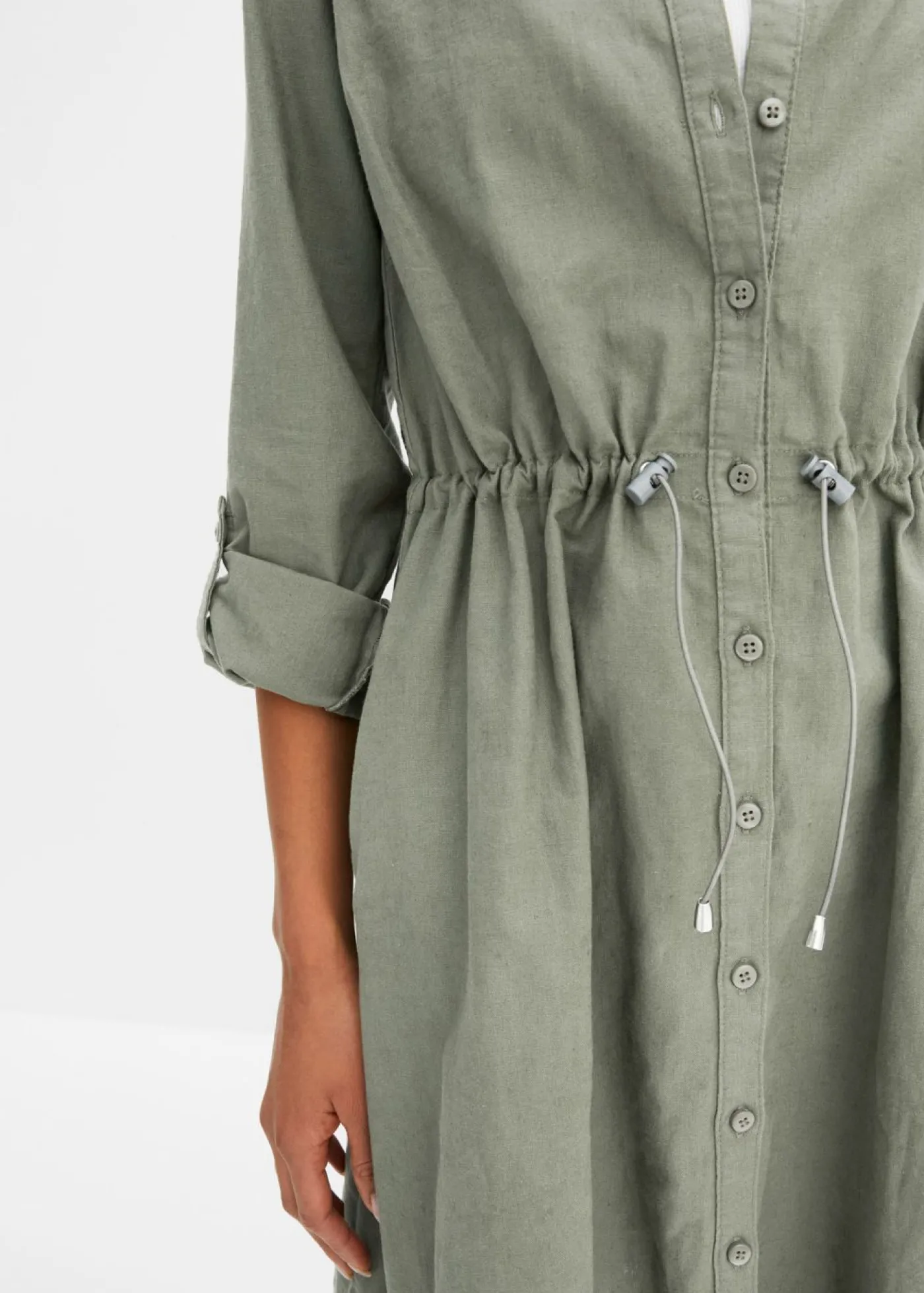Online Vestido camisero de mezcla de lino y algodón Mujer Vestidos|Novedades