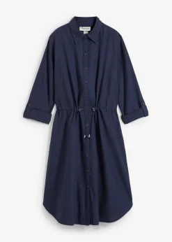 Vestido camisero de mezcla de lino y algodón Mujer Vestidos|Novedades