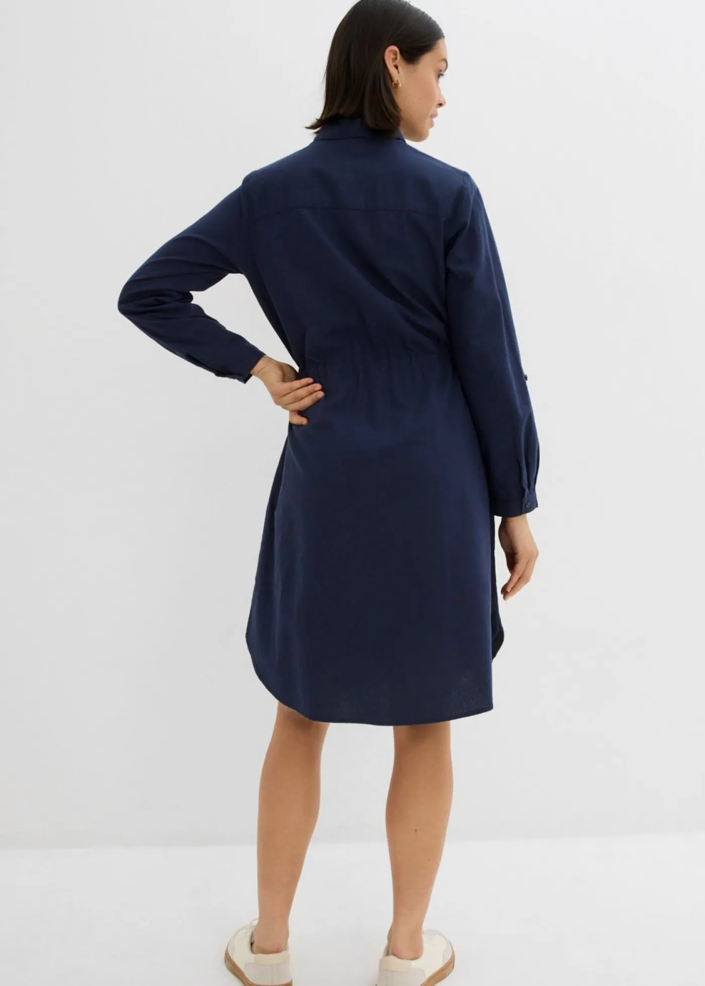 Vestido camisero de mezcla de lino y algodón Mujer Vestidos|Novedades