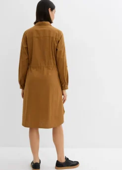 Discount Vestido camisero de mezcla de lino y algodón Mujer Vestidos|Novedades