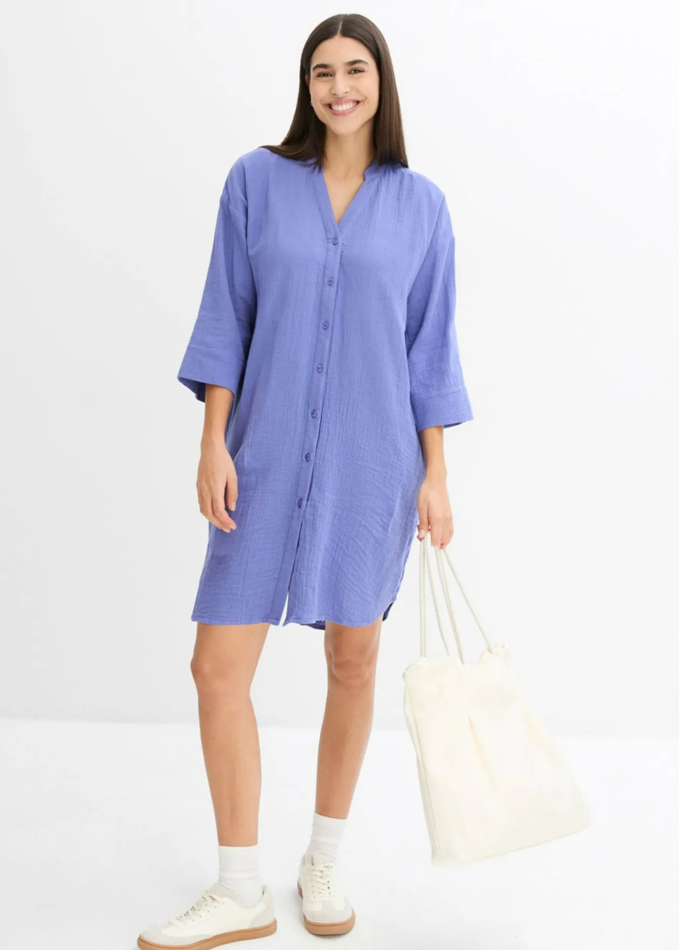Vestido camisero de muselina Mujer Vestidos