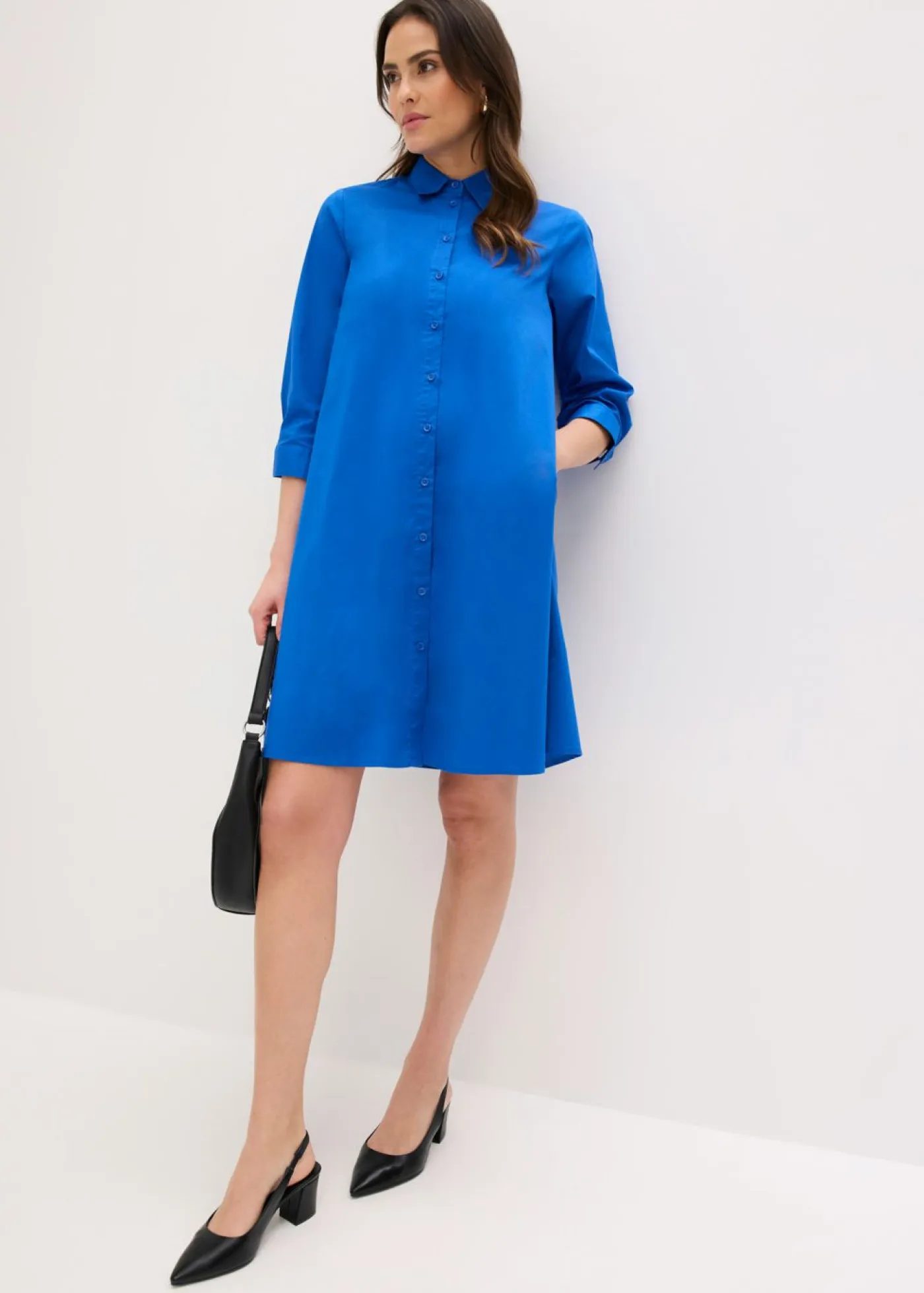 Clearance Vestido camisero de popelín Mujer Vestidos|Novedades