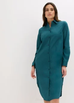 Sale Vestido camisero de popelín de algodón Mujer Vestidos|Novedades