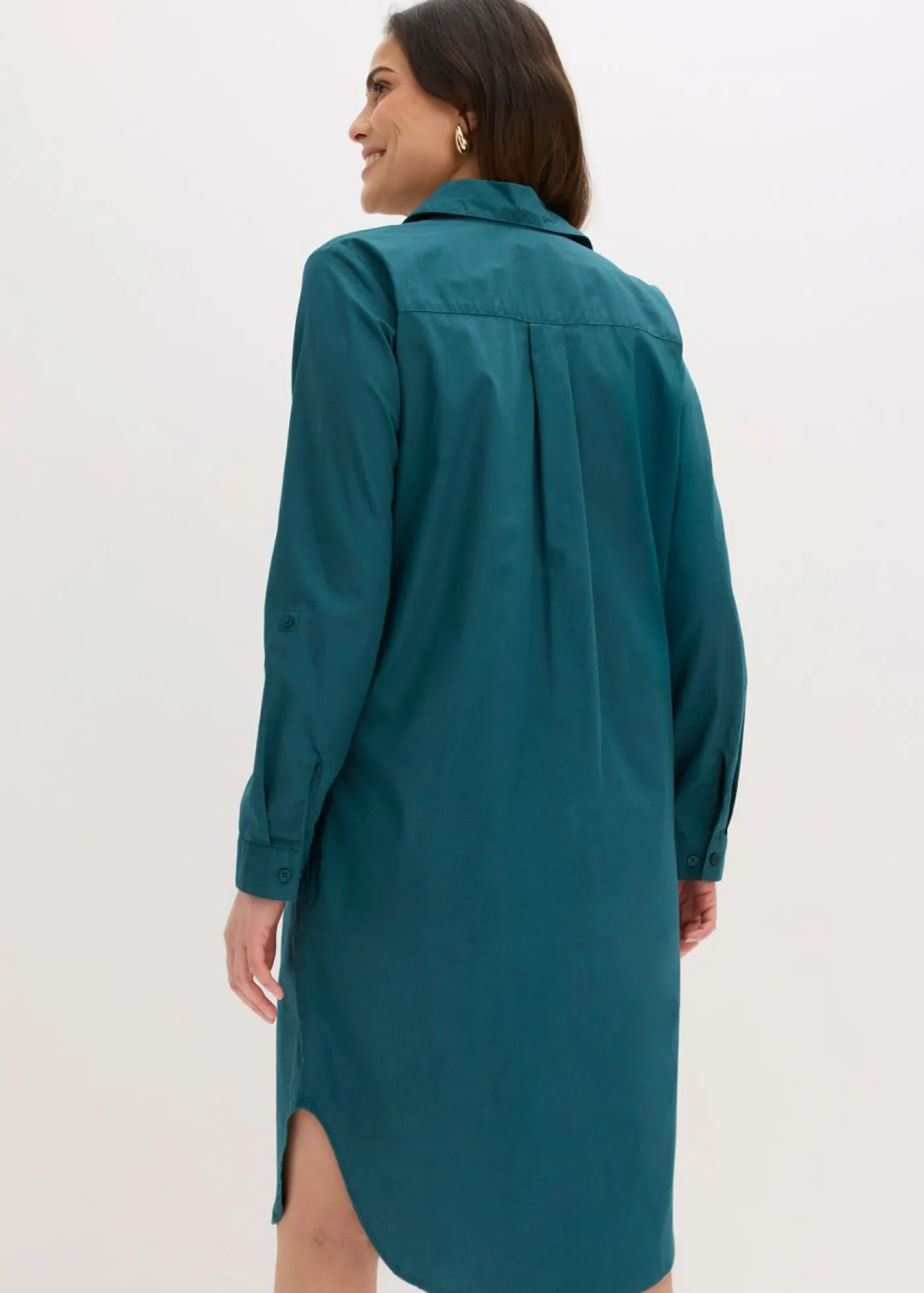 Sale Vestido camisero de popelín de algodón Mujer Vestidos|Novedades