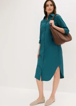 Sale Vestido camisero de popelín de algodón Mujer Vestidos|Novedades