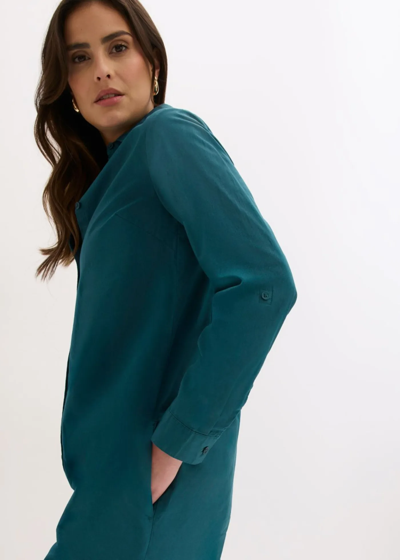 Sale Vestido camisero de popelín de algodón Mujer Vestidos|Novedades