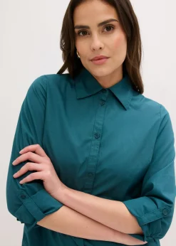 Sale Vestido camisero de popelín de algodón Mujer Vestidos|Novedades
