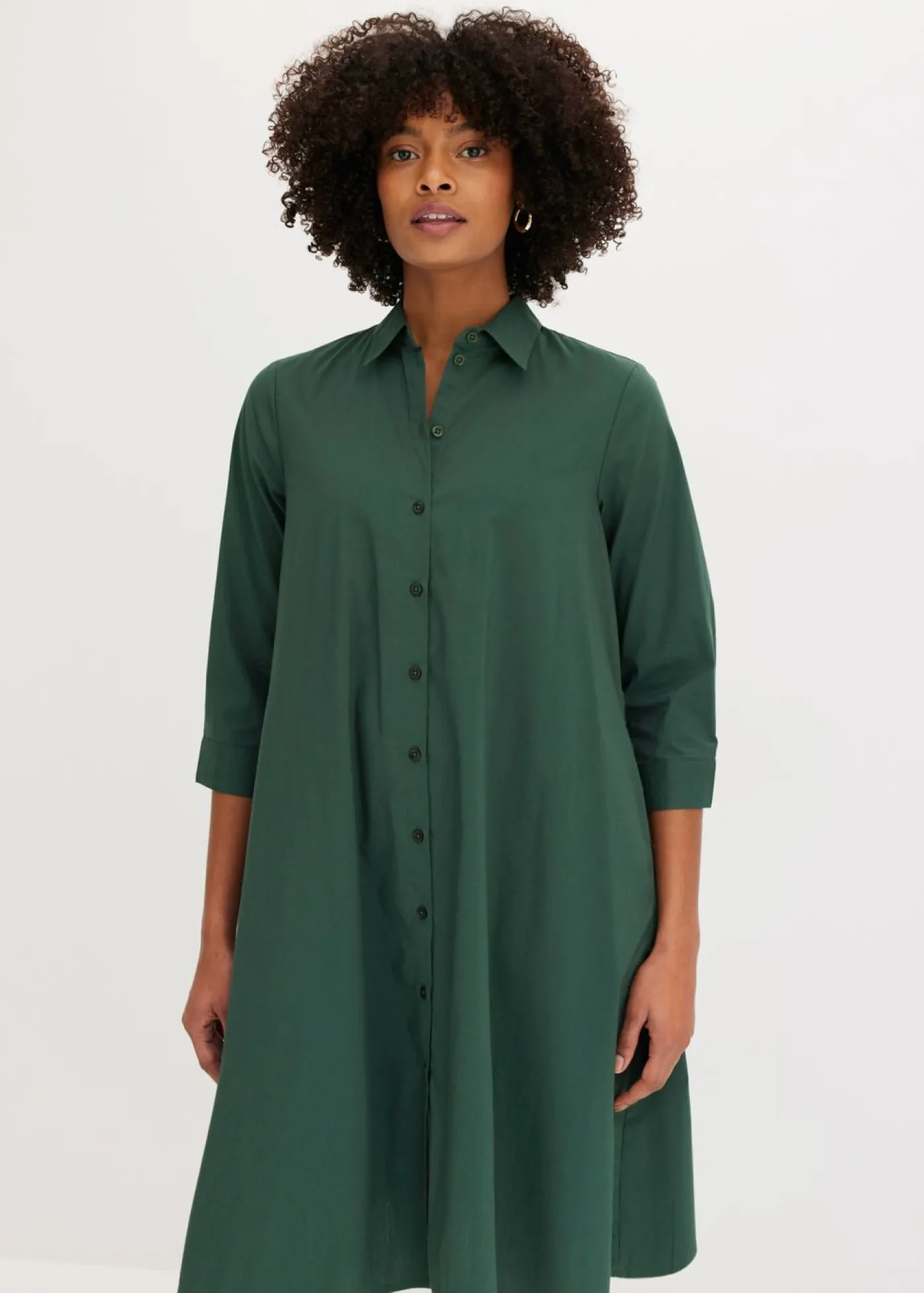 Sale Vestido camisero de popelín Mujer Vestidos|Novedades