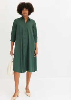 Sale Vestido camisero de popelín Mujer Vestidos|Novedades
