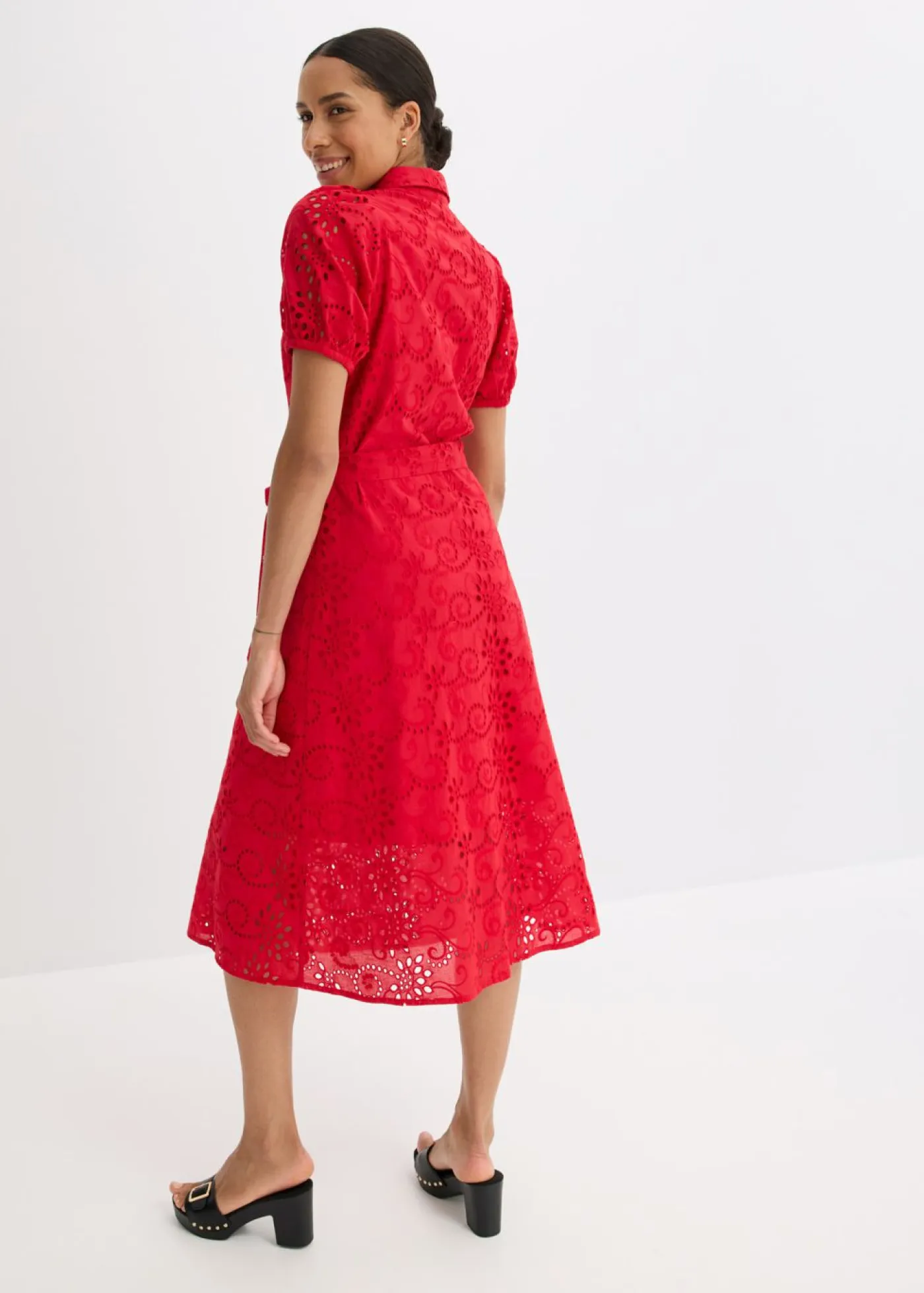 Sale Vestido camisero de punto calado de algodón puro Mujer Vestidos|Novedades