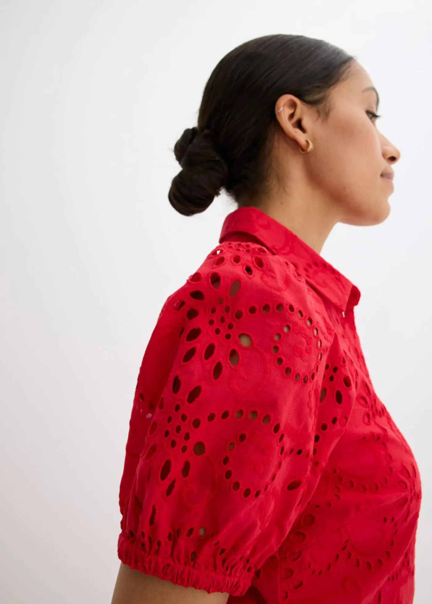 Sale Vestido camisero de punto calado de algodón puro Mujer Vestidos|Novedades