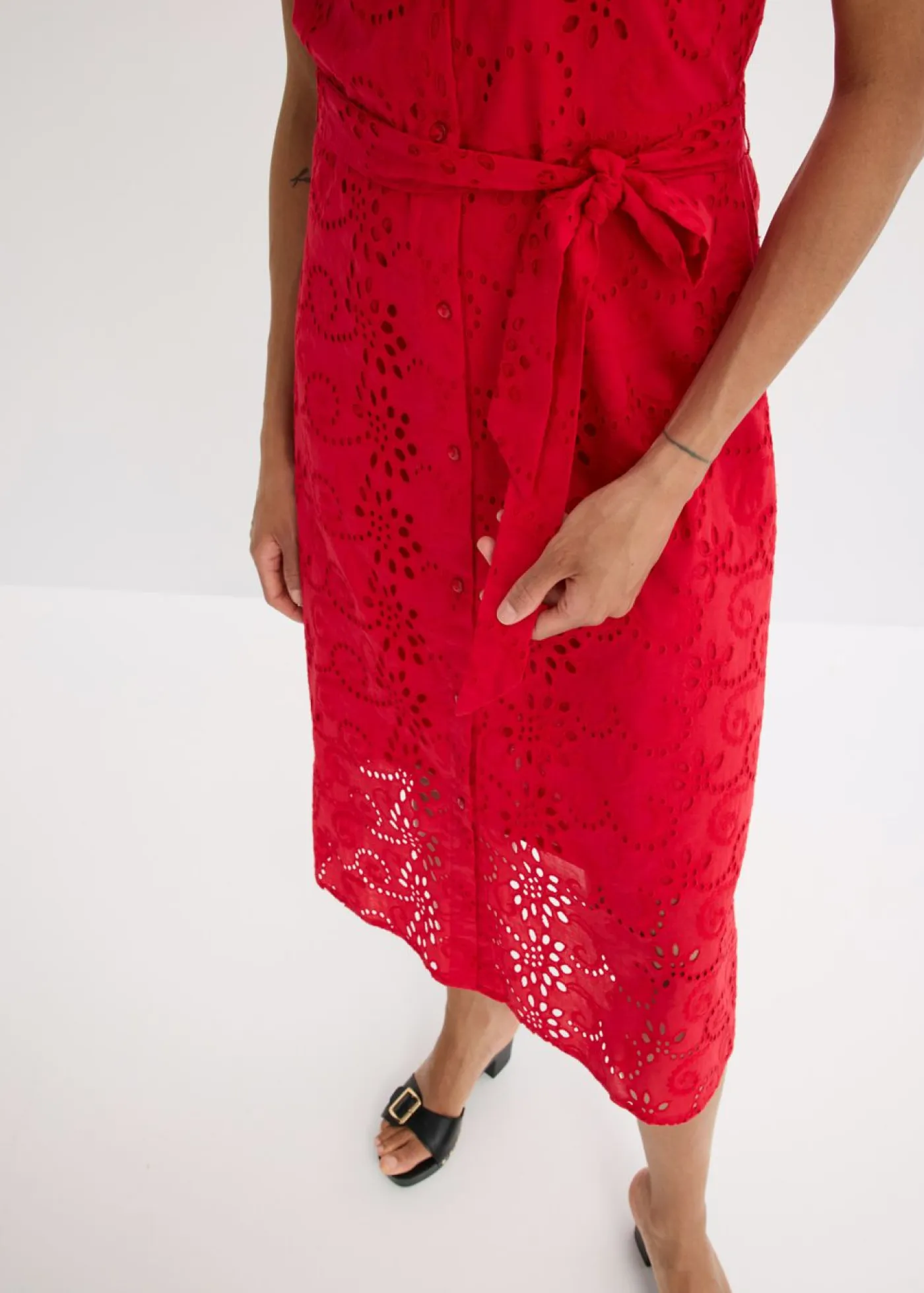 Sale Vestido camisero de punto calado de algodón puro Mujer Vestidos|Novedades