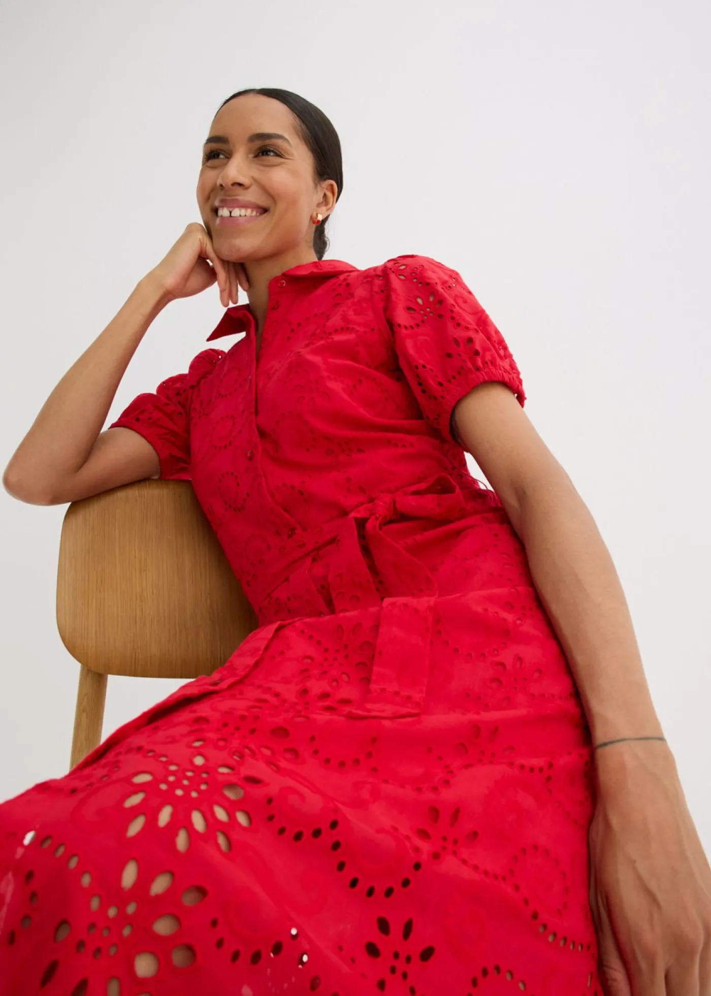 Sale Vestido camisero de punto calado de algodón puro Mujer Vestidos|Novedades