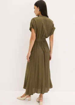 Sale Vestido camisero de viscosa fluida Mujer Vestidos|Novedades