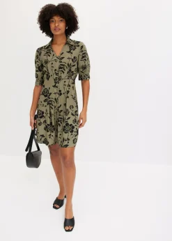 Sale Vestido camisero de viscosa fluida Mujer Vestidos|Novedades