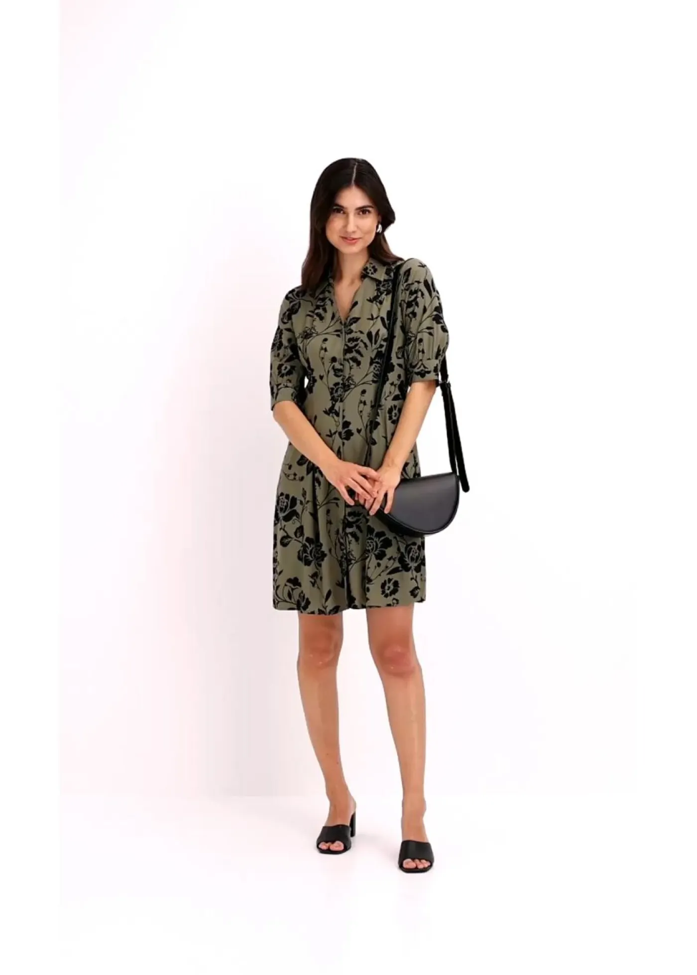 Sale Vestido camisero de viscosa fluida Mujer Vestidos|Novedades
