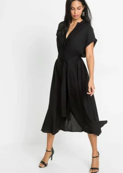 Sale Vestido camisero de viscosa fluida Mujer Vestidos|Novedades