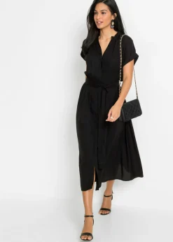 Sale Vestido camisero de viscosa fluida Mujer Vestidos|Novedades