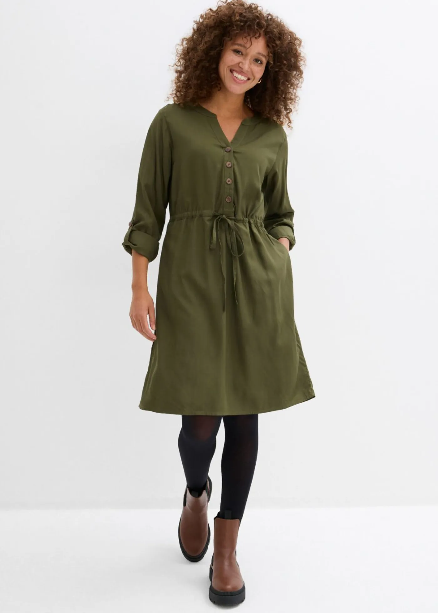 Online Vestido camisero de viscosa suave Mujer Vestidos