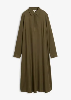 Vestido camisero de viscosa fina Mujer Esenciales|Vestidos