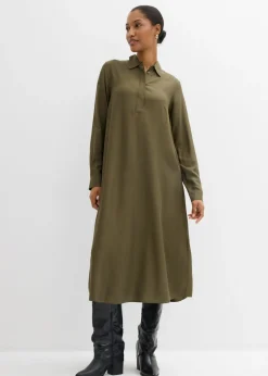 Vestido camisero de viscosa fina Mujer Esenciales|Vestidos