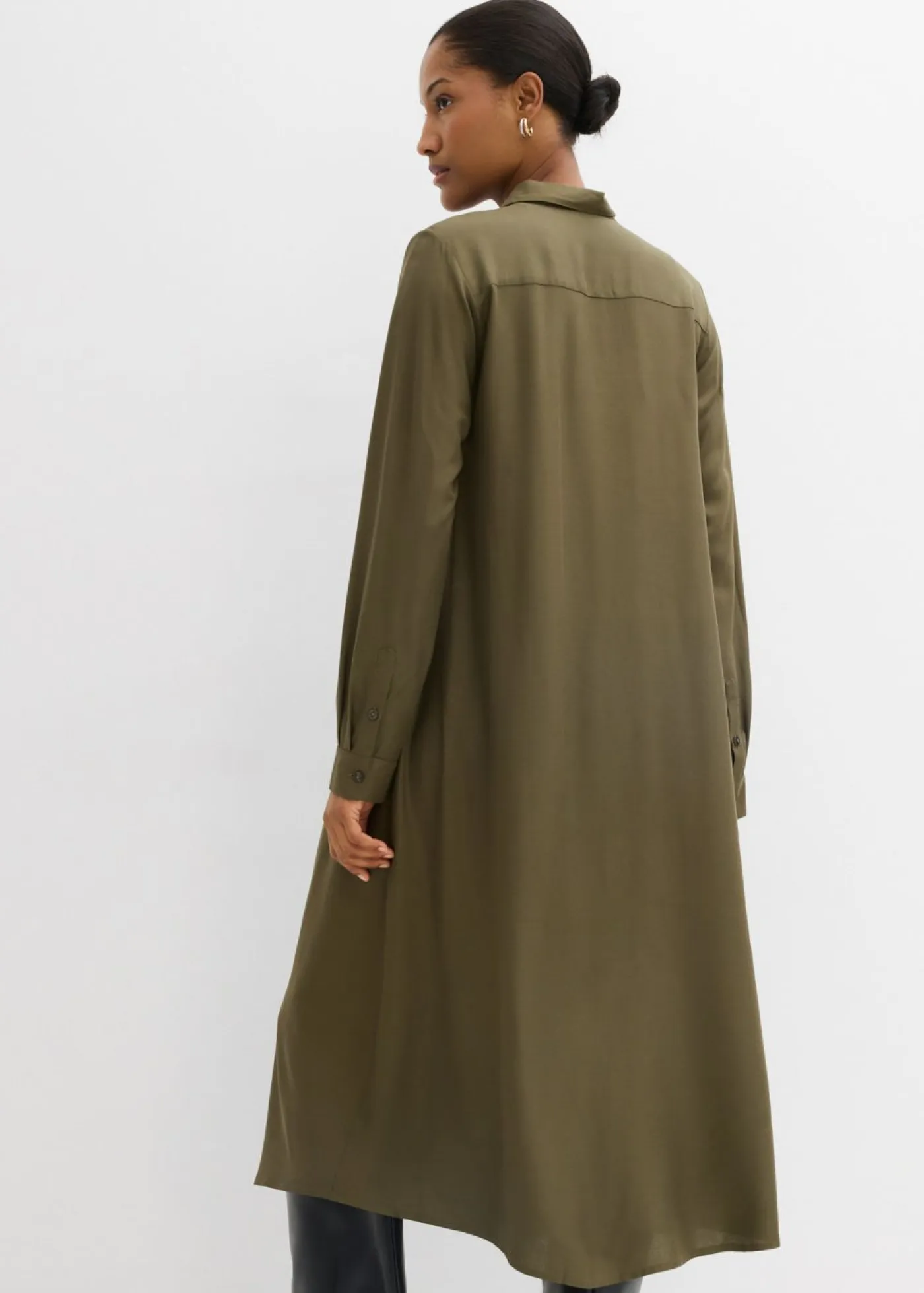 Vestido camisero de viscosa fina Mujer Esenciales|Vestidos
