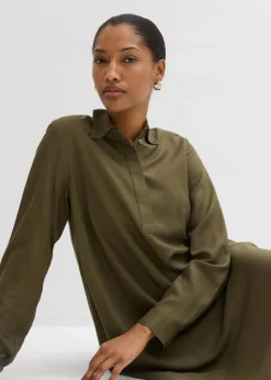 Vestido camisero de viscosa fina Mujer Esenciales|Vestidos