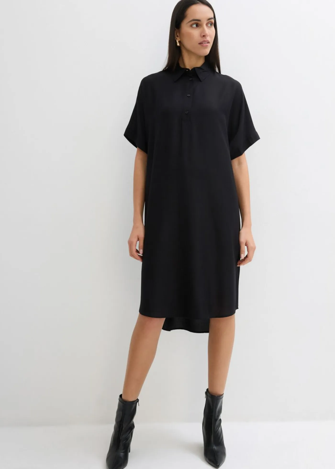 Sale Vestido camisero de viscosa fina Mujer Esenciales|Vestidos