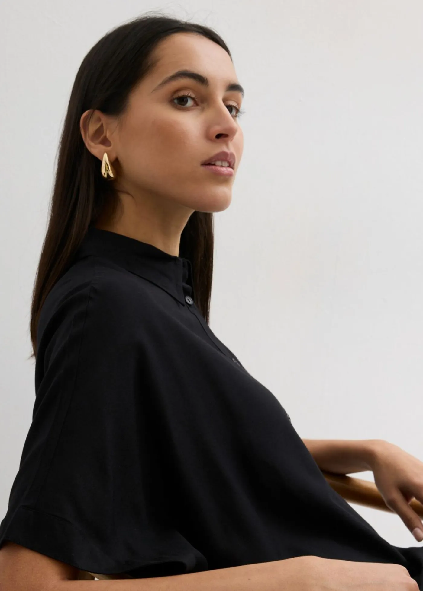 Sale Vestido camisero de viscosa fina Mujer Esenciales|Vestidos