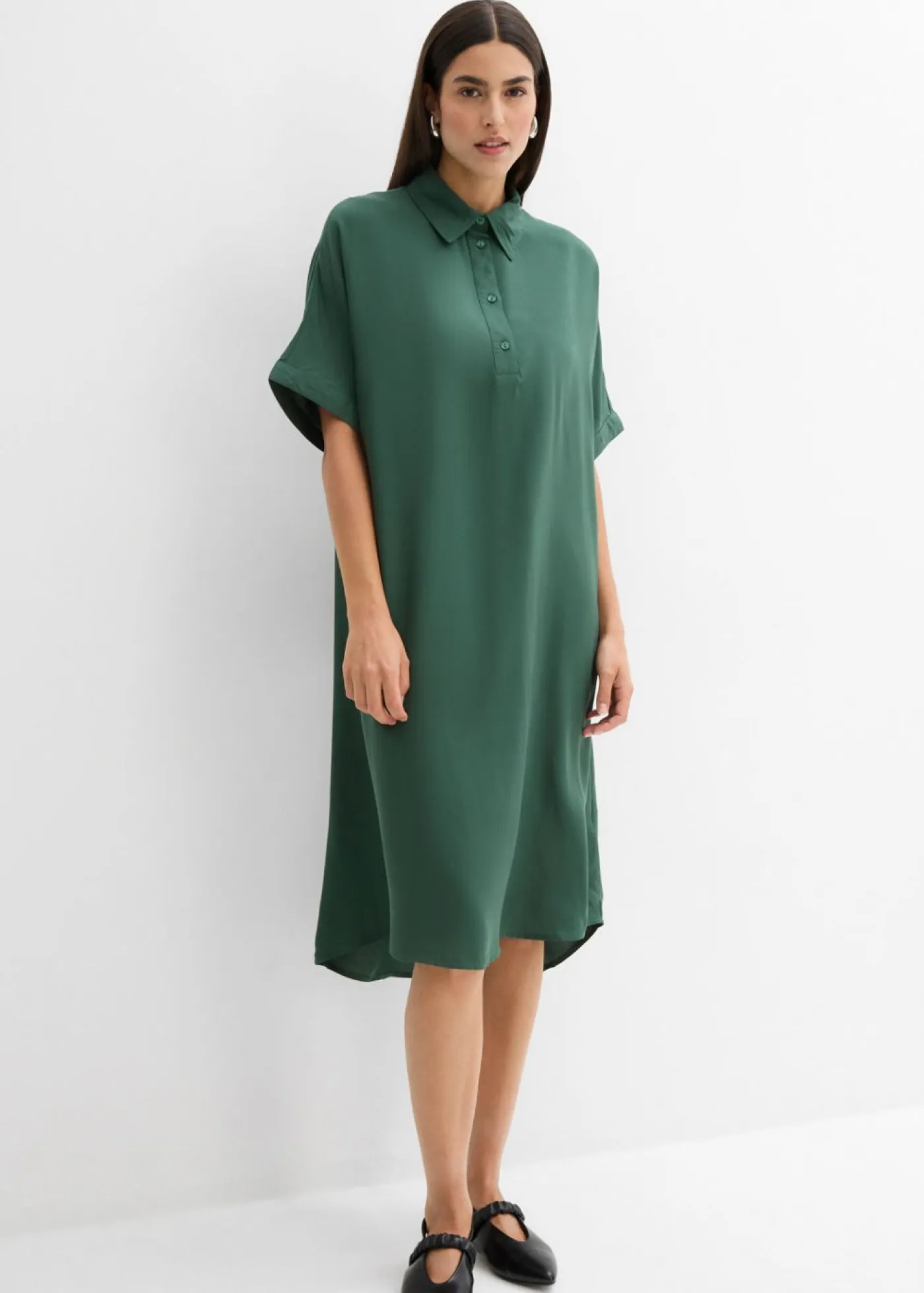 Outlet Vestido camisero de viscosa fina Mujer Esenciales|Vestidos