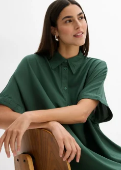 Outlet Vestido camisero de viscosa fina Mujer Esenciales|Vestidos