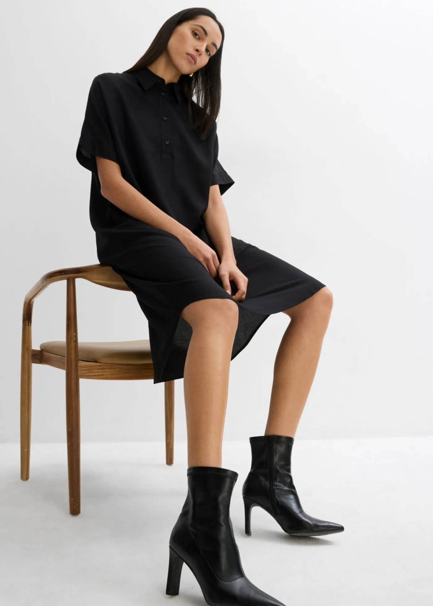 Clearance Vestido camisero de viscosa fina Mujer Esenciales|Vestidos