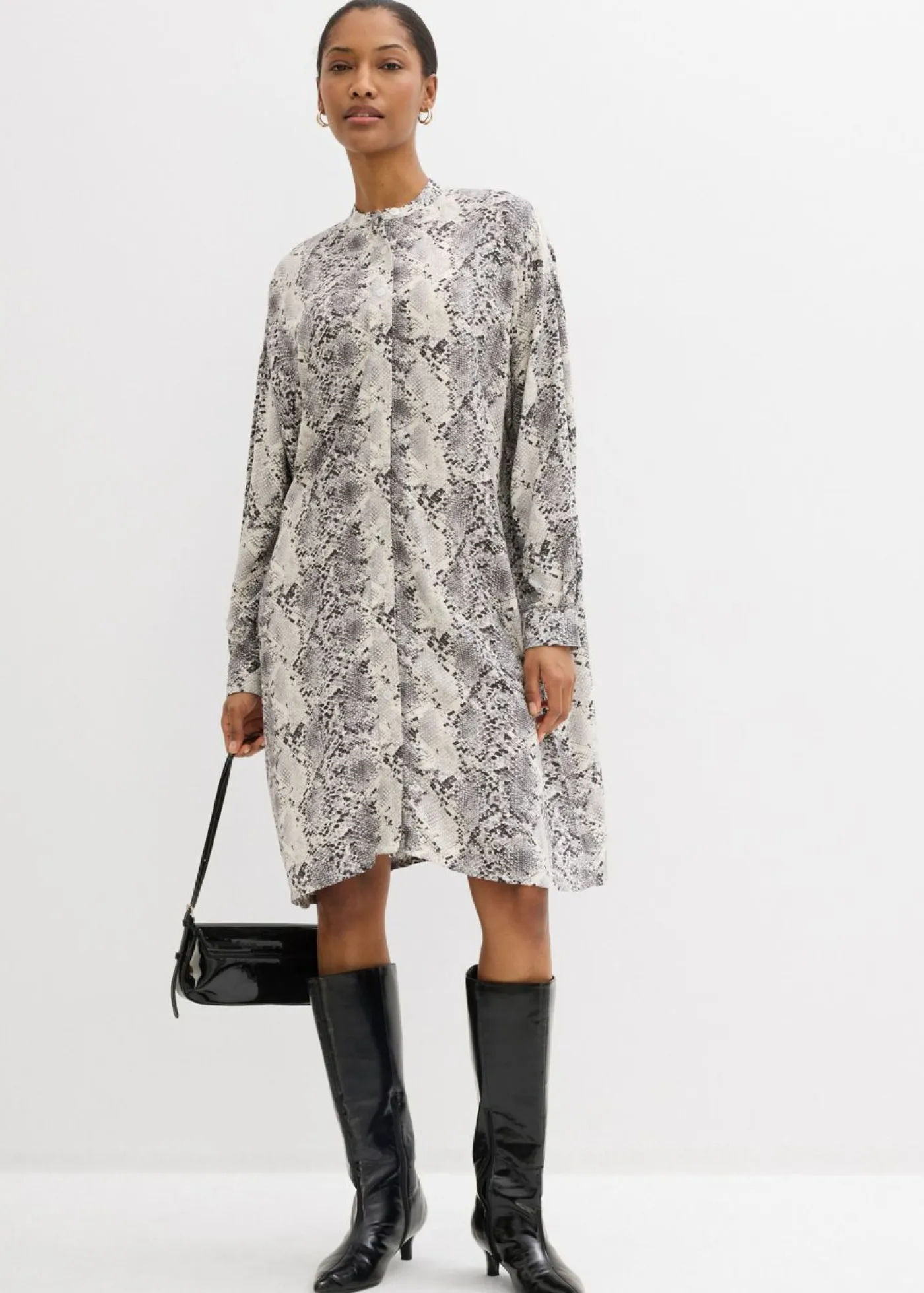Online Vestido camisero holgado de viscosa fina Mujer Esenciales|Vestidos