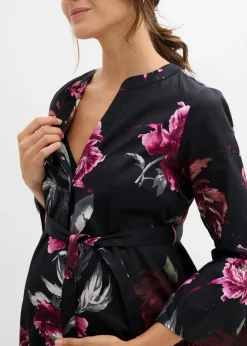 Outlet Vestido camisero premamá/de lactancia de satén de algodón orgánico puro Mujer Premamá