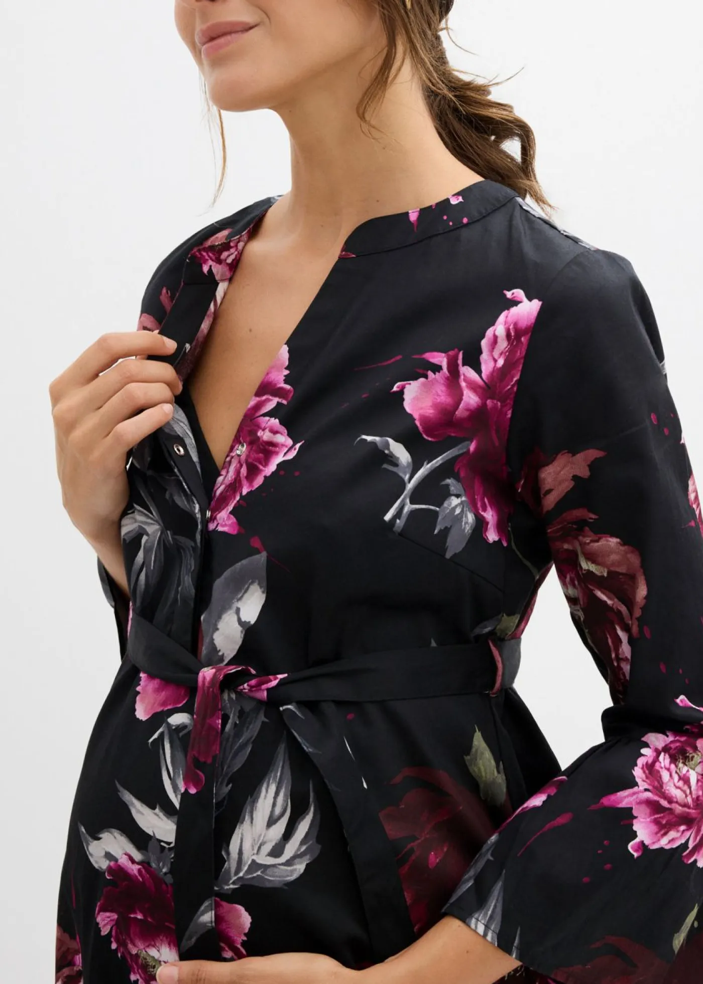 Outlet Vestido camisero premamá/de lactancia de satén de algodón orgánico puro Mujer Premamá
