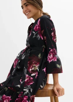 Outlet Vestido camisero premamá/de lactancia de satén de algodón orgánico puro Mujer Premamá