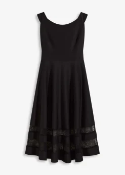 Sale Vestido con escote bañera, encaje y cinturón Mujer Vestidos|Ropa Elegante