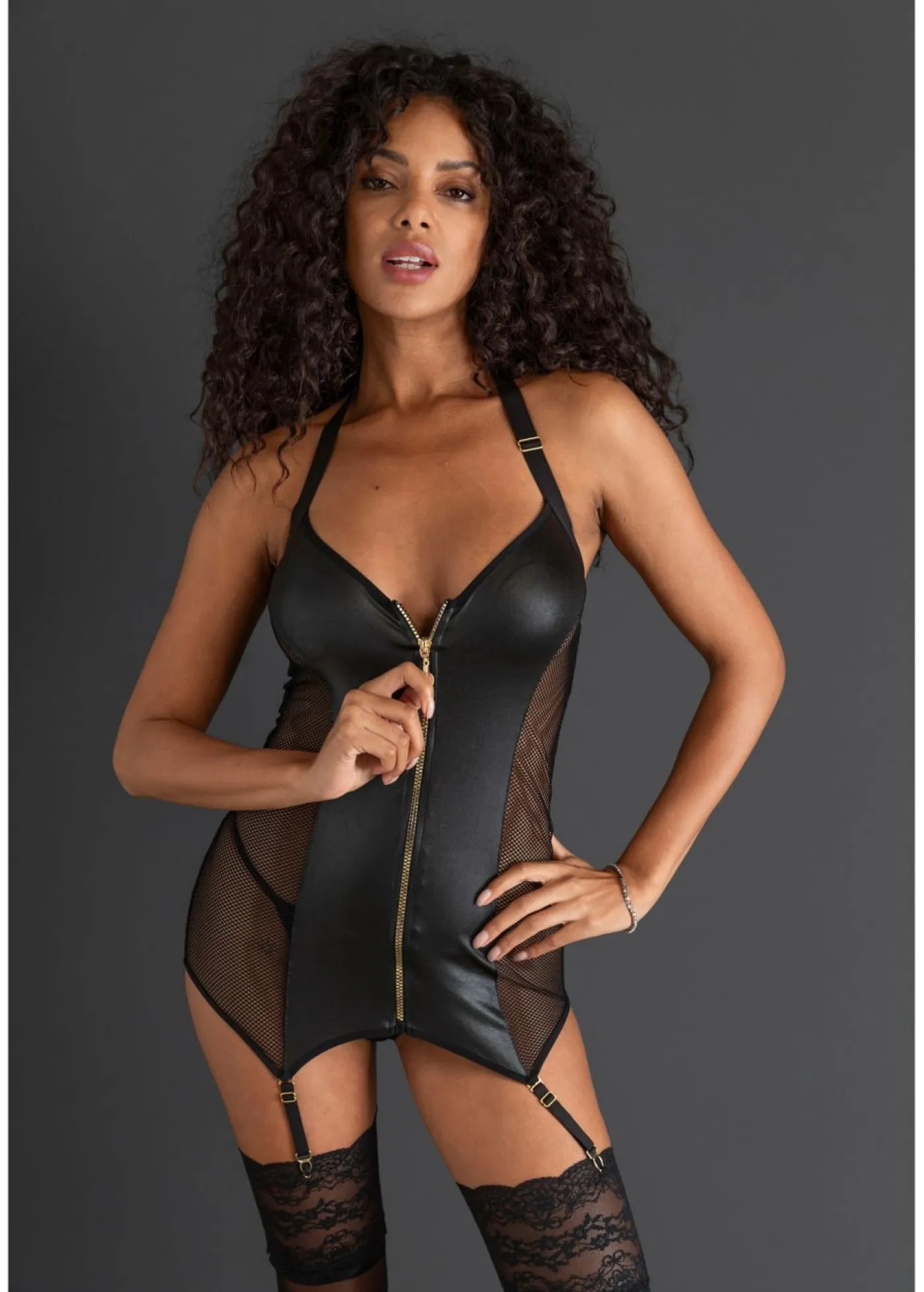 Online Vestido con tirantes y cremallera Mujer Lencería Sexy