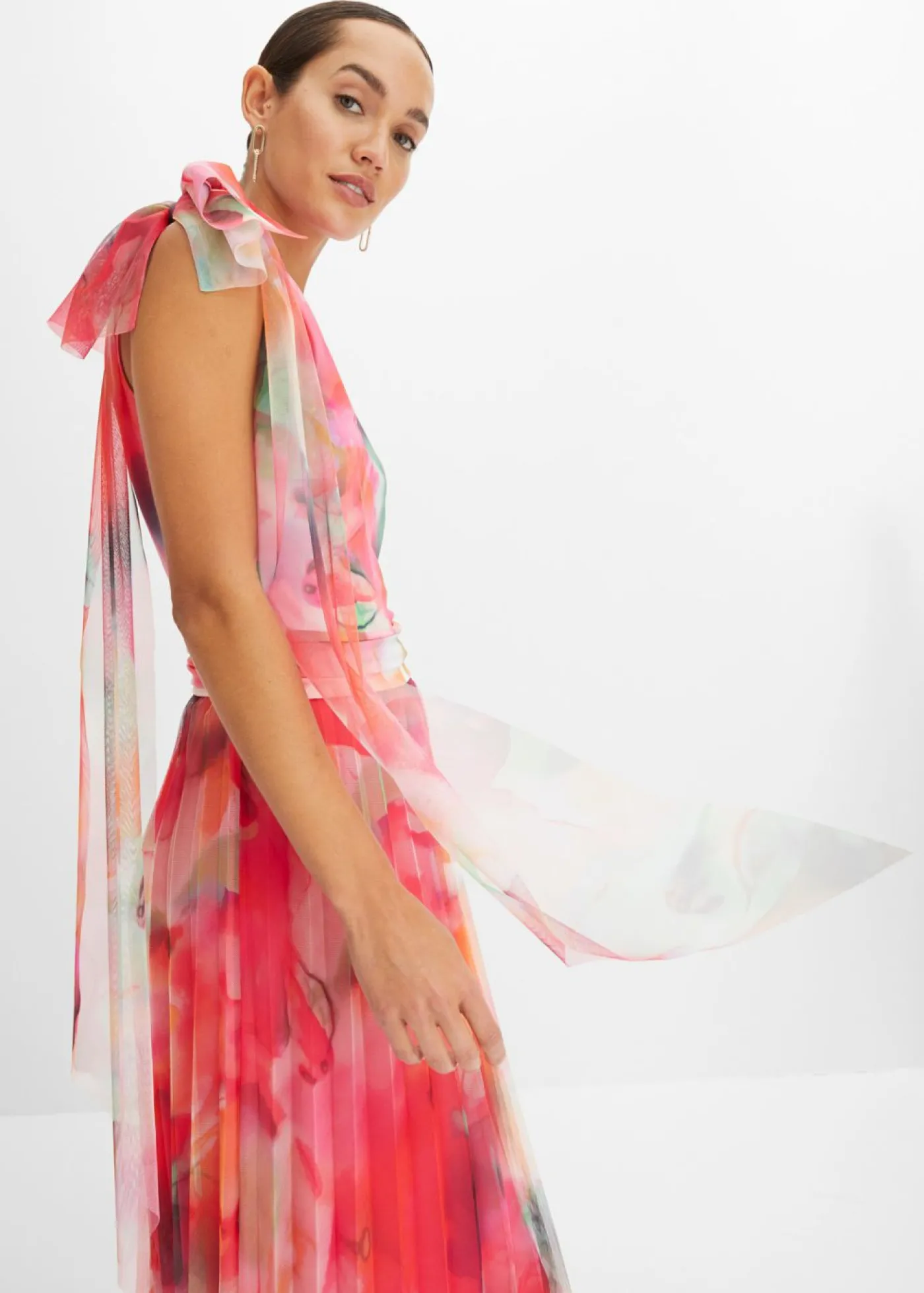 Hot Vestido con un hombro al descubierto y falda de tul plisado Mujer Tallas Pequeñas|Ropa Elegante
