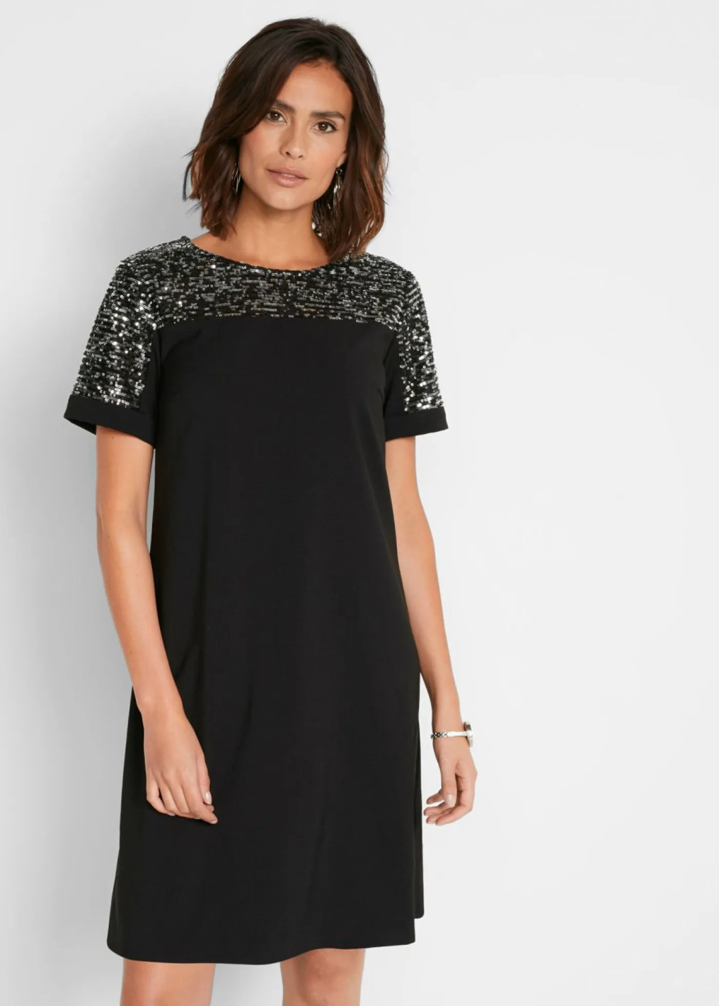 Clearance Vestido corto con inserto de lentejuelas Mujer Vestidos