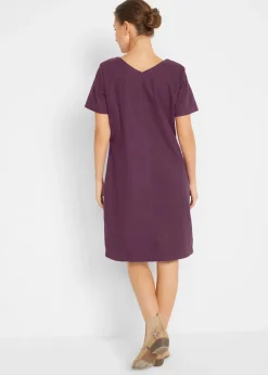 Vestido corto con lino Mujer Vestidos