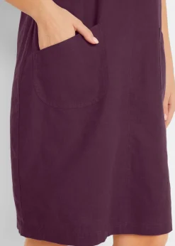 Vestido corto con lino Mujer Vestidos