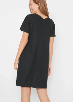 Vestido corto con lino Mujer Vestidos