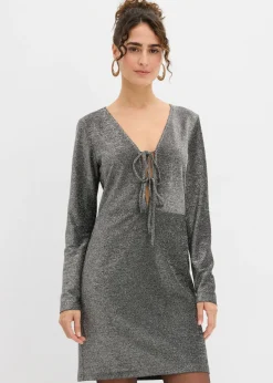 Discount Vestido corto con material brillante y detalle de lazo Mujer Vestidos