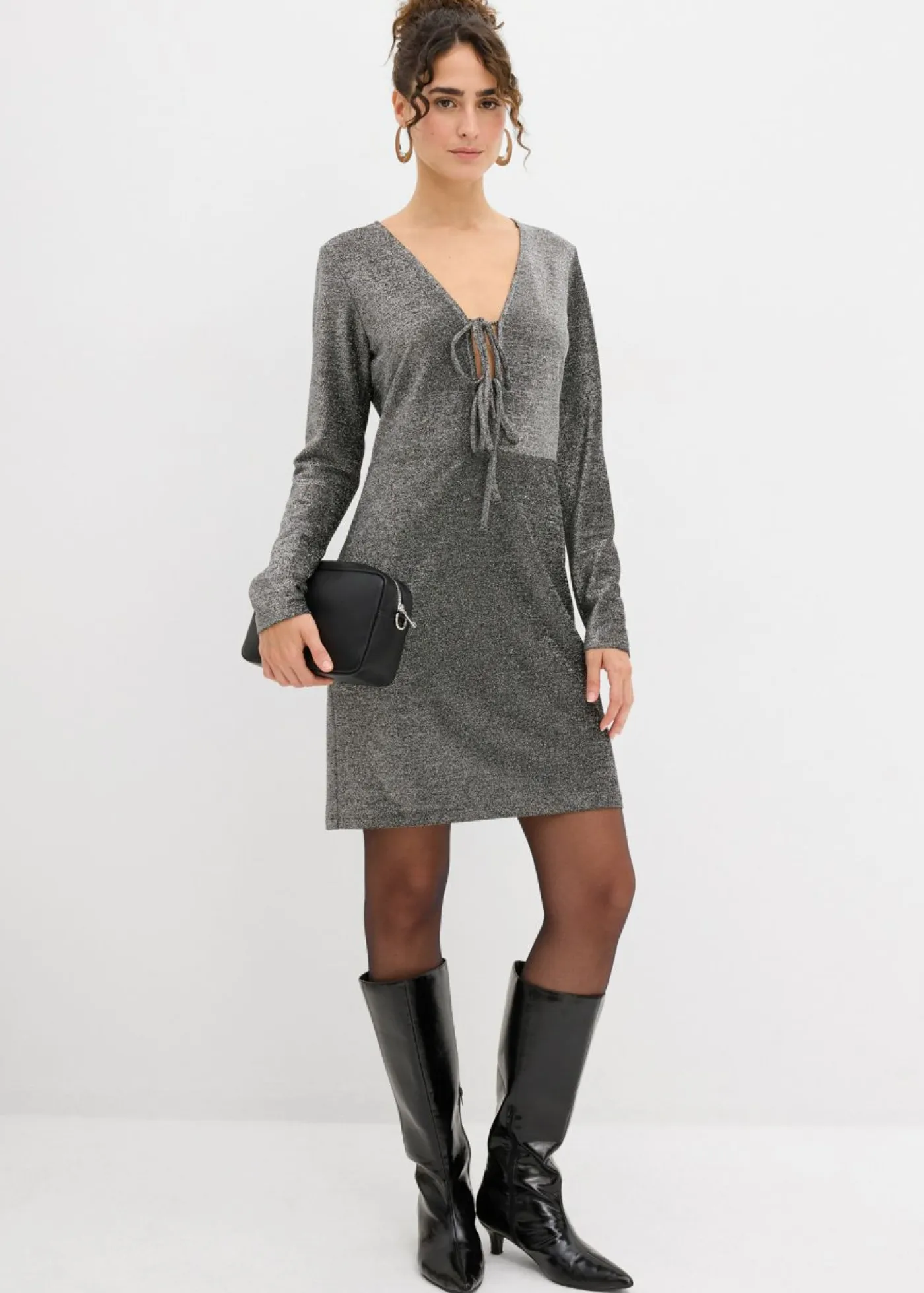 Discount Vestido corto con material brillante y detalle de lazo Mujer Vestidos