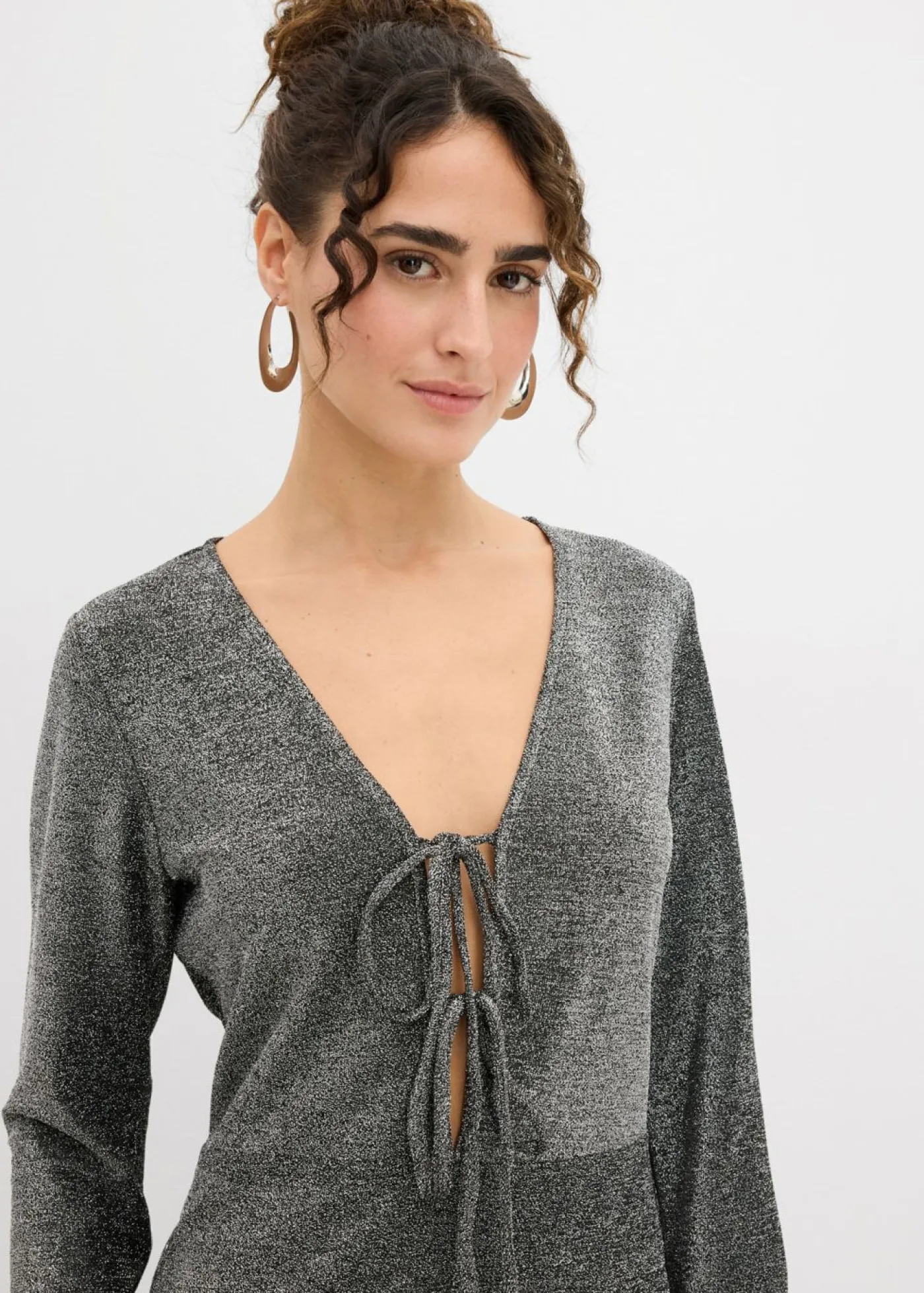 Discount Vestido corto con material brillante y detalle de lazo Mujer Vestidos