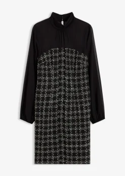 New Vestido corto de bouclé con mangas de gasa Mujer Vestidos