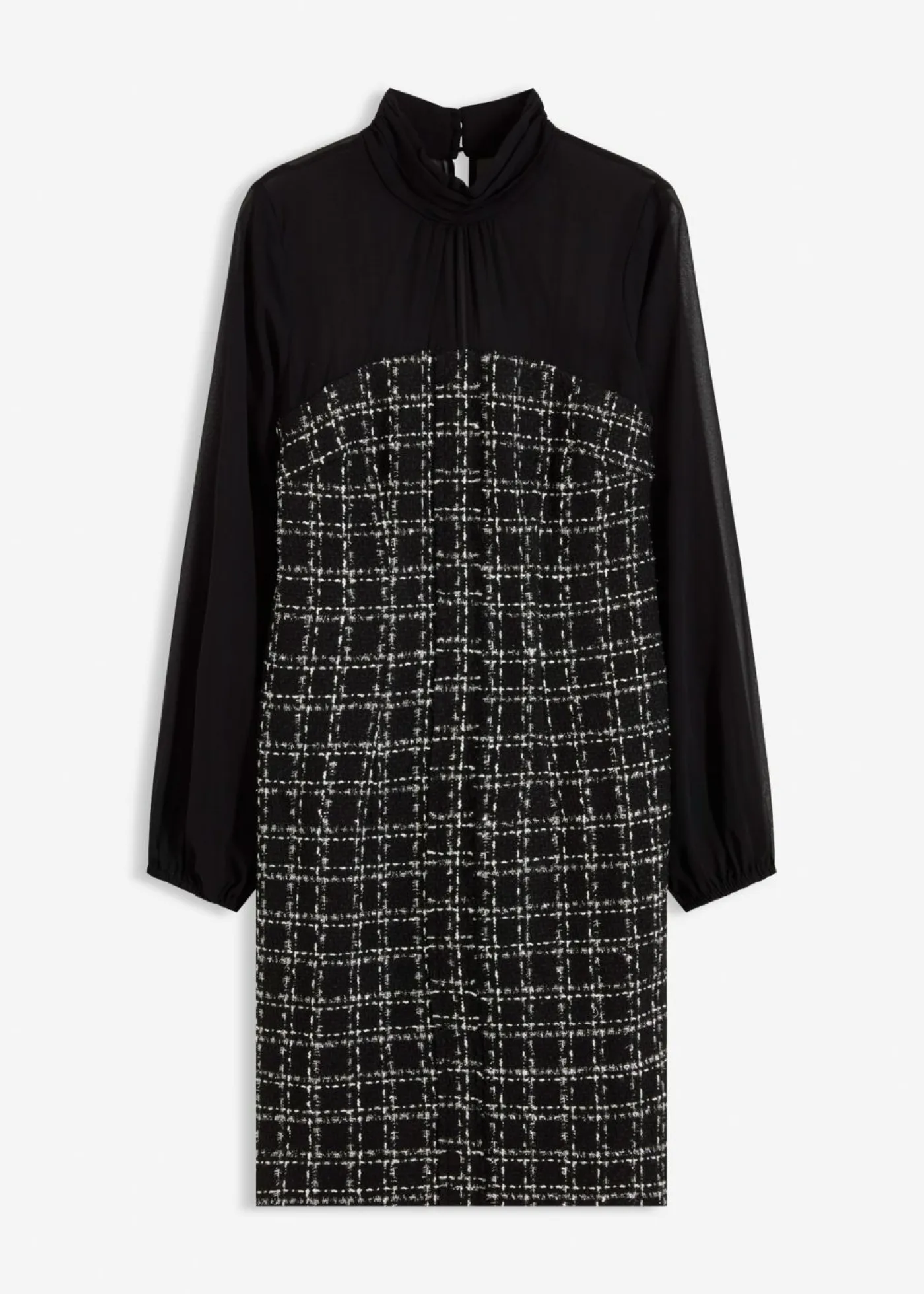 New Vestido corto de bouclé con mangas de gasa Mujer Vestidos